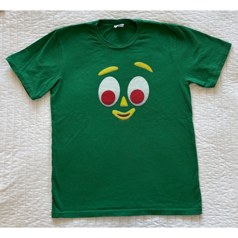 Vintage 2013 Gumby Face Graphic T-Shirt Green Youth Large Retro 2013
